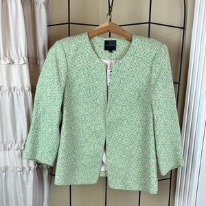 The Limited Green & White Textured Open-Front Blazer Jacket Size Large